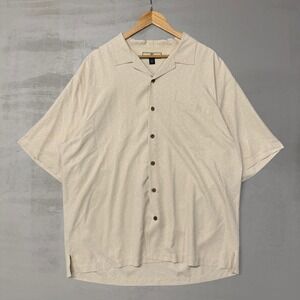 Tommy Bahama Hawaiian Short Sleeve Cream Shirt Relaxed Fit Casual Beach XL